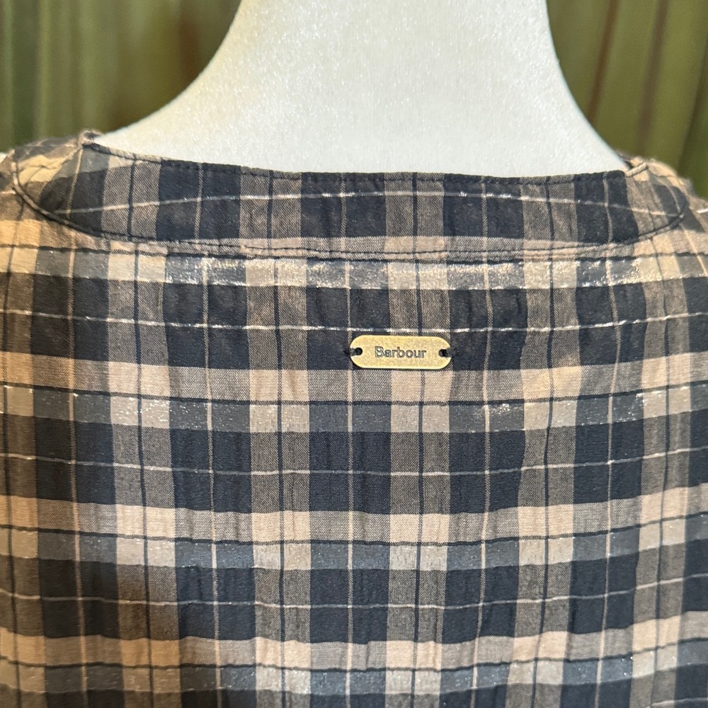 Barbour Lorelle Black and Tan Checkered Blouse in Praline NWT - Picture 7 of 8